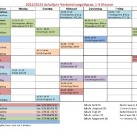 Vorläufige Stundenplan für Schuljahr 2022/2023