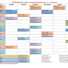 Vorläufige Stundenplan für Schuljahr 2023/2024